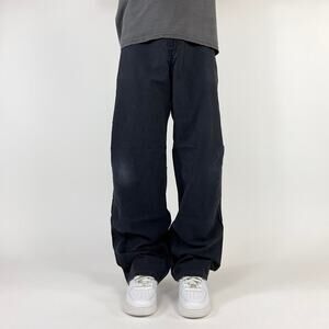 Y2K Carhartt Faded Black Carpenter Grunge Wide-Leg Workwear Pants